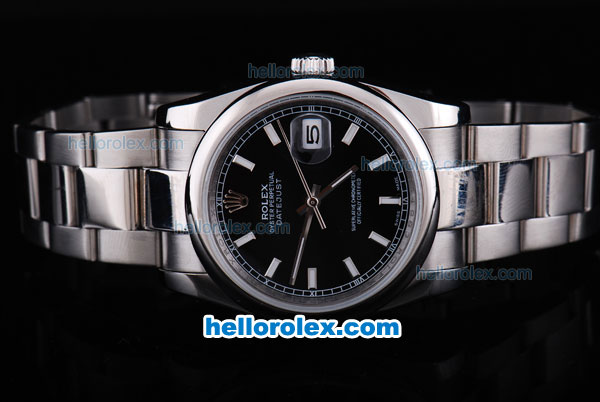 Rolex Datejust Automatic with Black Dial-White Marking and White Bezel - Click Image to Close